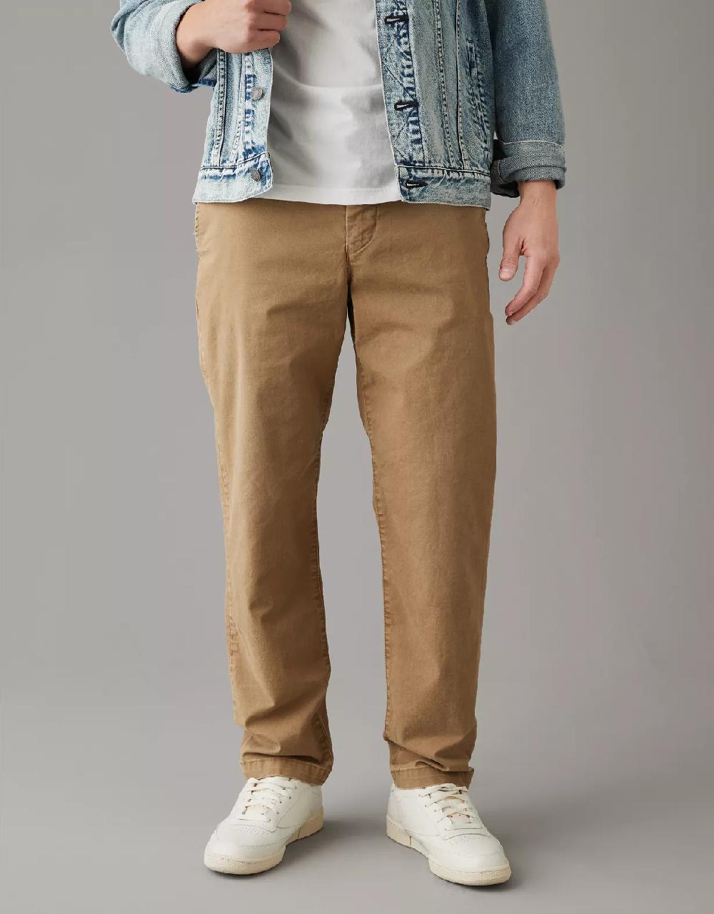 aeo AE Flex Relaxed Straight Lived-In Khaki Pant