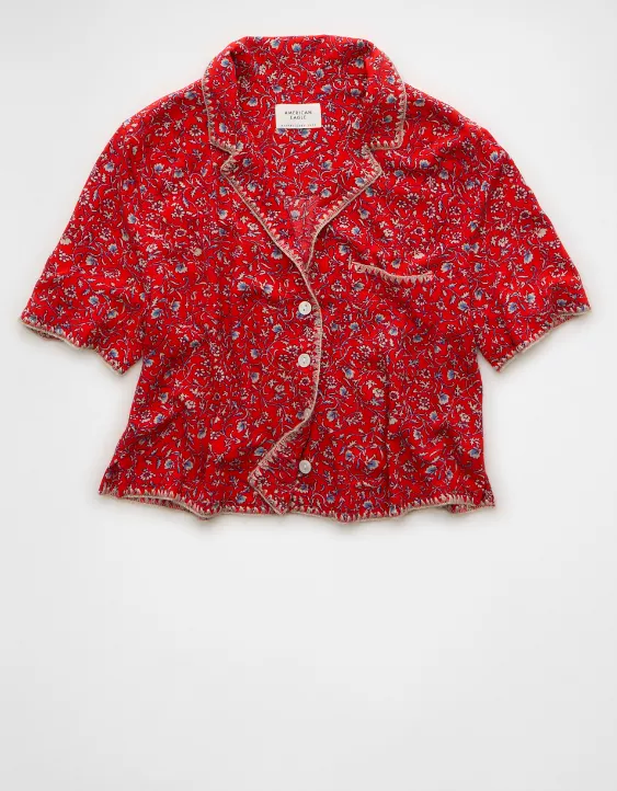 Aeo AE Floral Button-Up Shirt