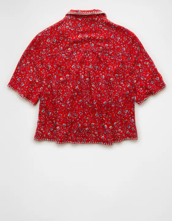 Aeo AE Floral Button-Up Shirt