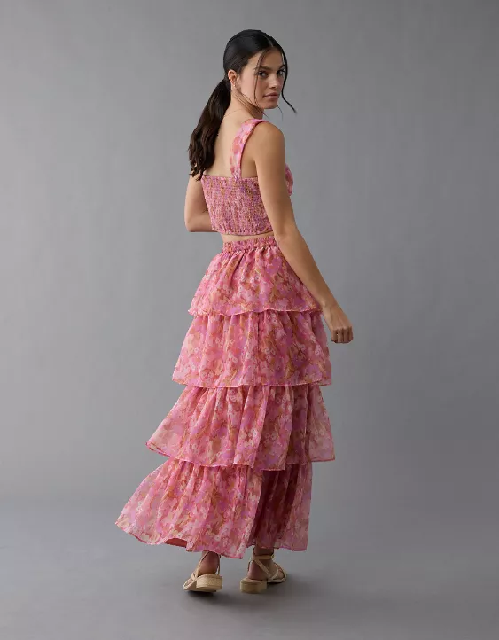 Aeo AE Floral Organza Maxi Skirt Set