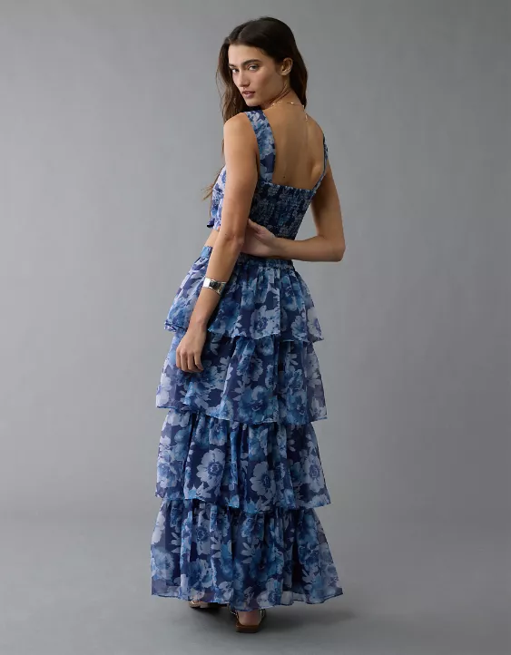 Aeo AE Floral Organza Maxi Skirt Set