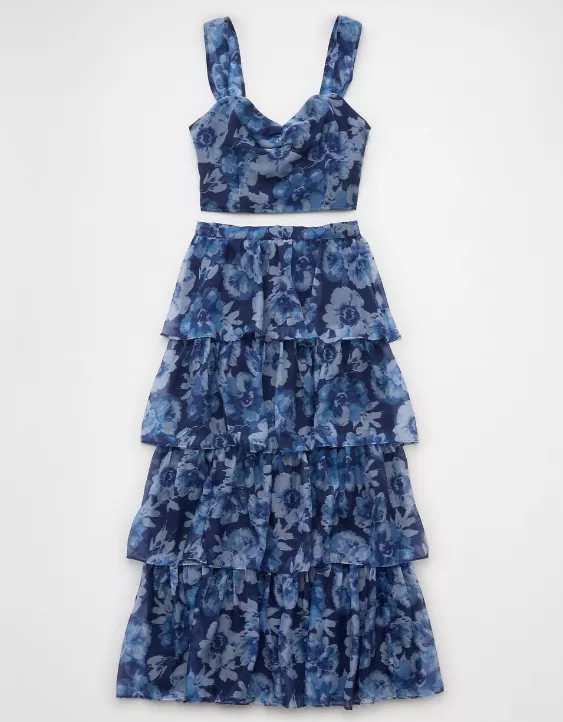 Aeo AE Floral Organza Maxi Skirt Set