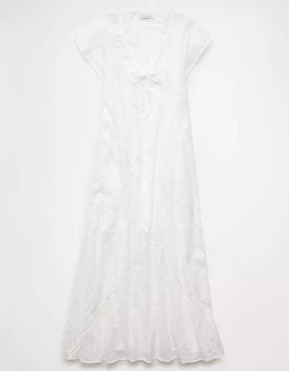 Aeo AE Flutter Sleeve Eyelet Maxi Dress