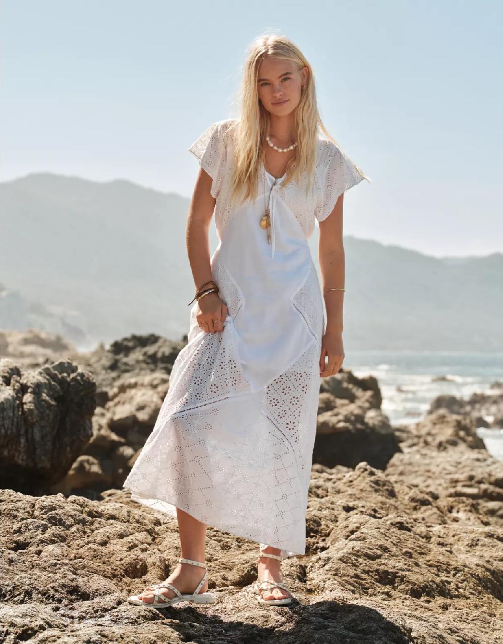 aeo AE Flutter Sleeve Eyelet Maxi Dress