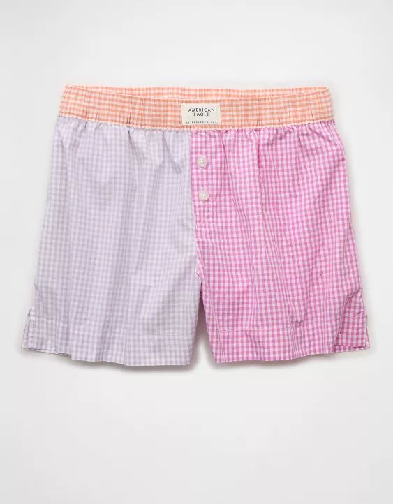 Aeo AE Gingham Colorblock Boxer Sleep Short