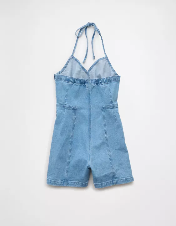 Aeo AE Halter Denim Romper