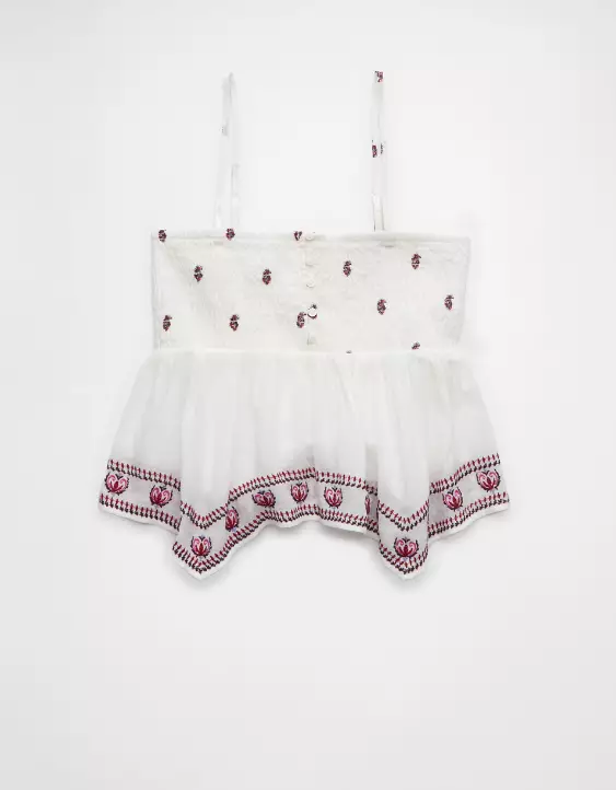Aeo AE Handkerchief Hem Smocked Babydoll Tube Top