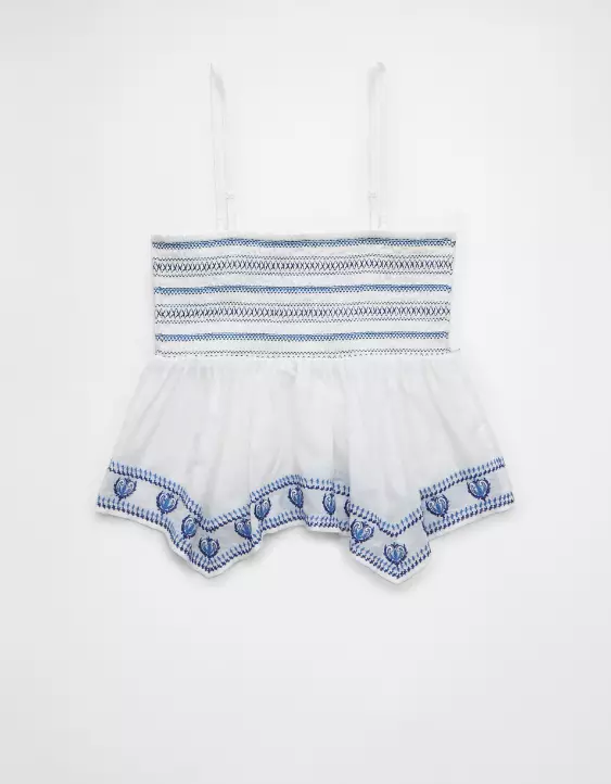 Aeo AE Handkerchief Hem Smocked Babydoll Tube Top