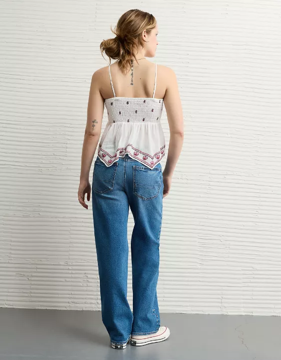 Aeo AE Handkerchief Hem Smocked Babydoll Tube Top