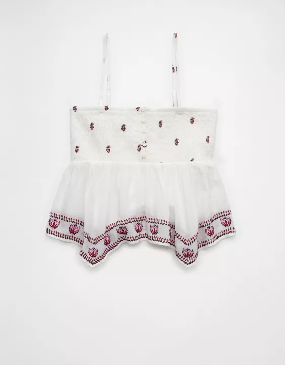 Aeo AE Handkerchief Hem Smocked Babydoll Tube Top