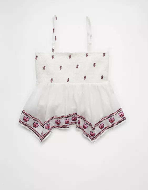 Aeo AE Handkerchief Hem Smocked Babydoll Tube Top