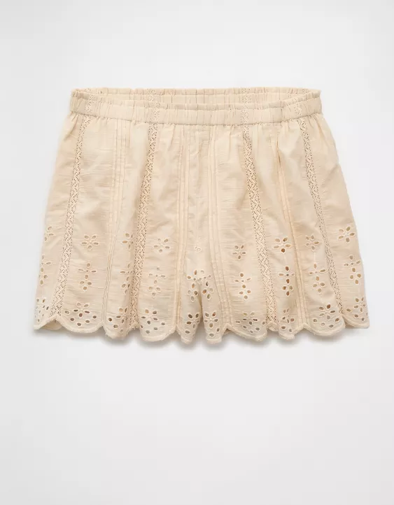 Aeo AE High-Waisted Eyelet Short
