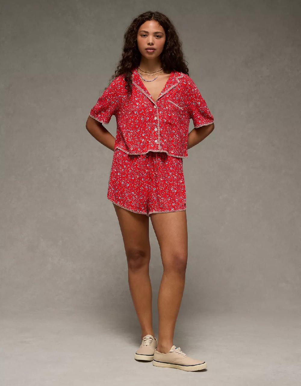 aeo AE High-Waisted Floral Dolphin Hem Short