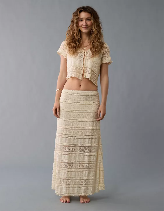 Aeo AE High-Waisted Lace Maxi Skirt