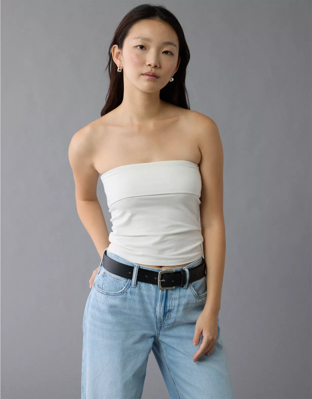 aeo AE It Knit Foldover Tube Top