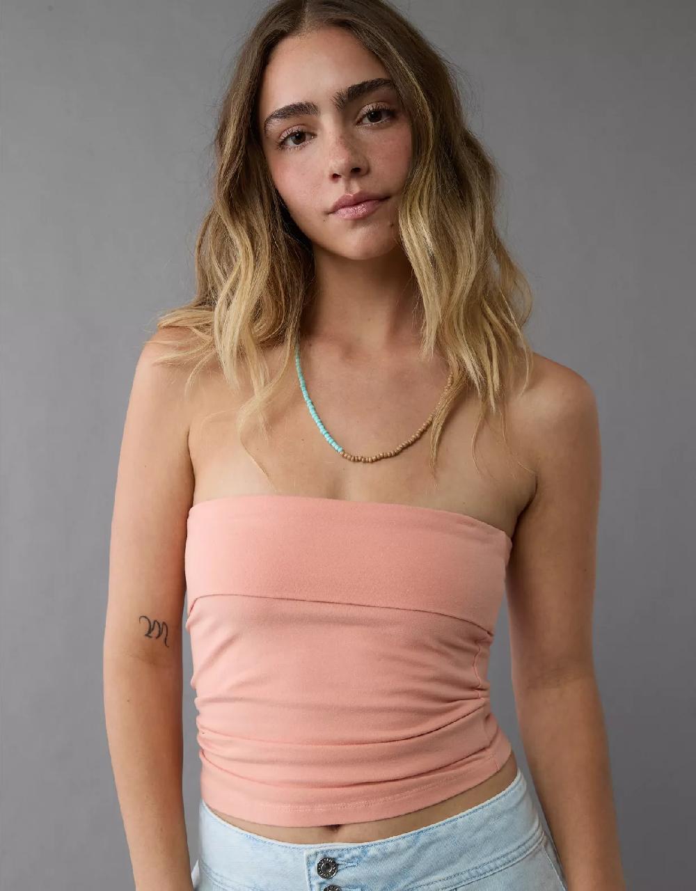 aeo AE It Knit Foldover Tube Top