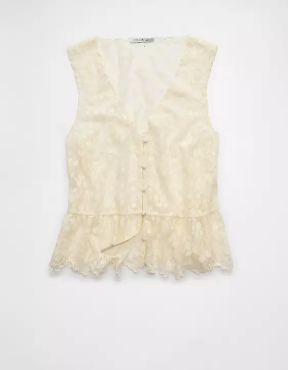 Aeo AE Lace Button-Up Vest