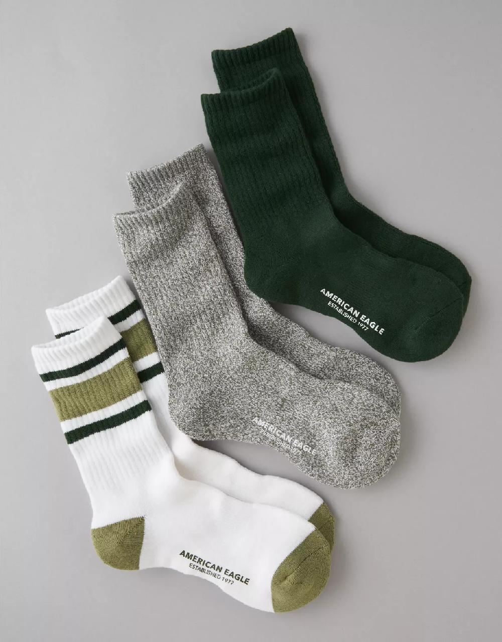 aeo AE Laidback Luxe Terry Crew Socks 3-Pack