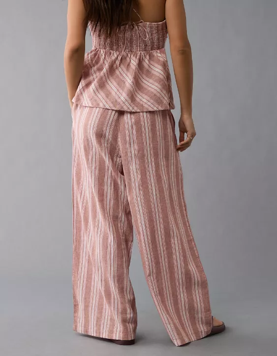 Aeo AE Linen-Blend High-Waisted Wide-Leg Pant