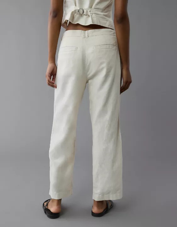 Aeo AE Linen-Blend Stovepipe Crop Trouser