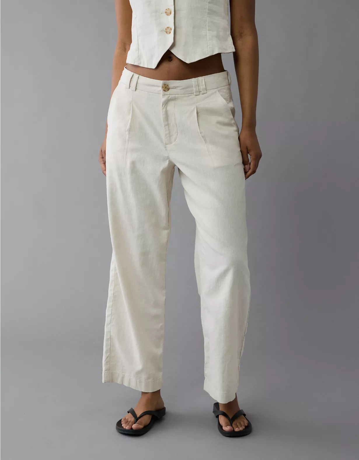 aeo AE Linen-Blend Stovepipe Crop Trouser