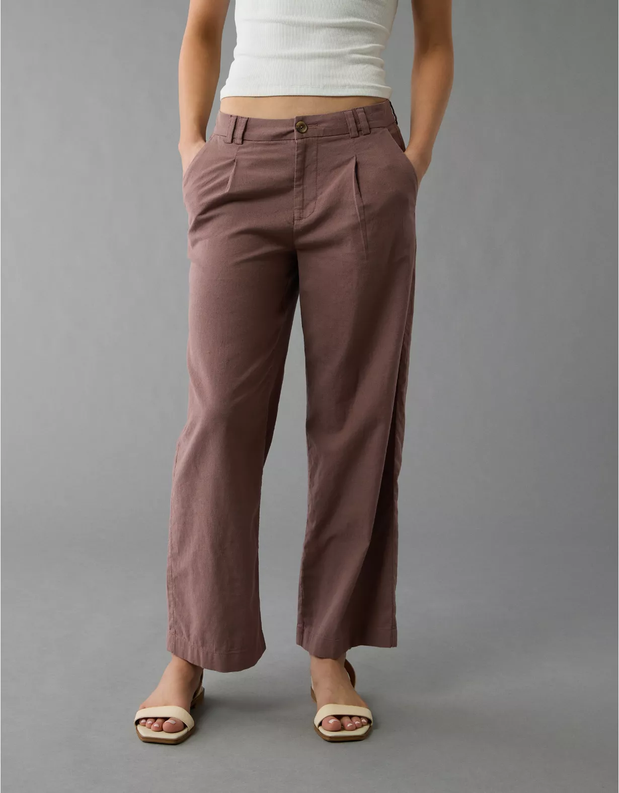 aeo AE Linen-Blend Stovepipe Crop Trouser