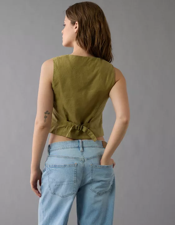 Aeo AE Linen-Blend Vest