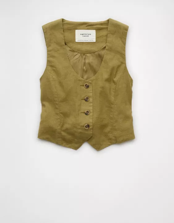 Aeo AE Linen-Blend Vest