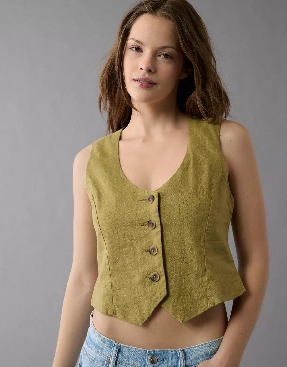 aeo AE Linen-Blend Vest
