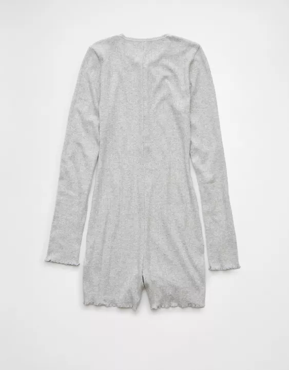 Aeo AE Long-Sleeve Henley Lounge Romper