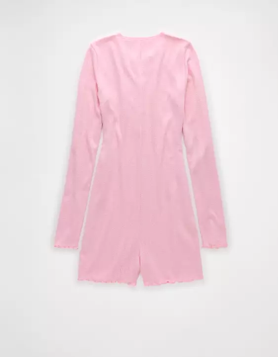 Aeo AE Long-Sleeve Lettuce Edge Lounge Romper