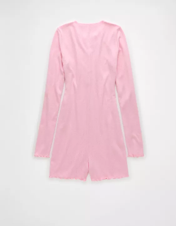 Aeo AE Long-Sleeve Lettuce Edge Lounge Romper