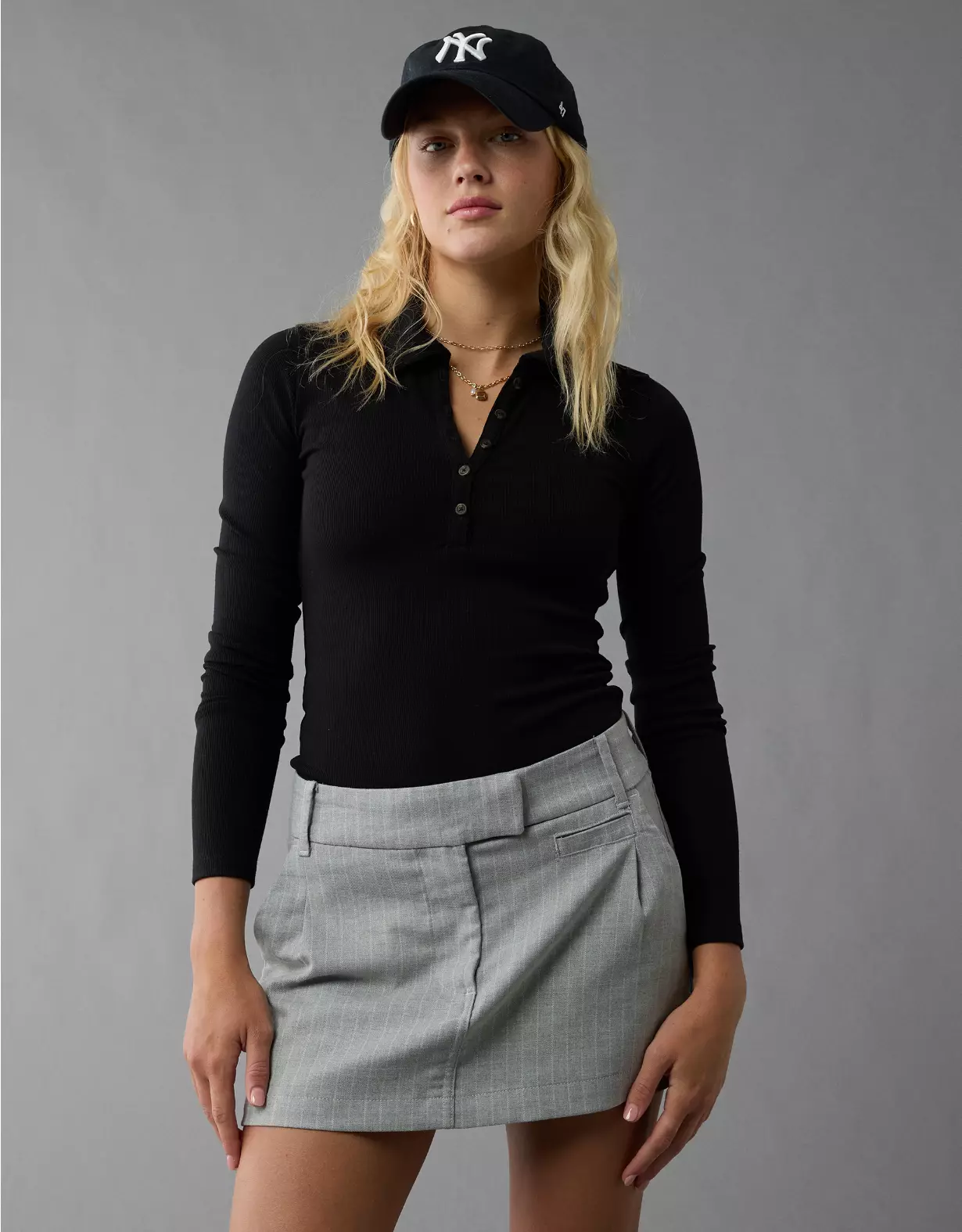 aeo AE Low-Rise Pinstripe Mini Skort
