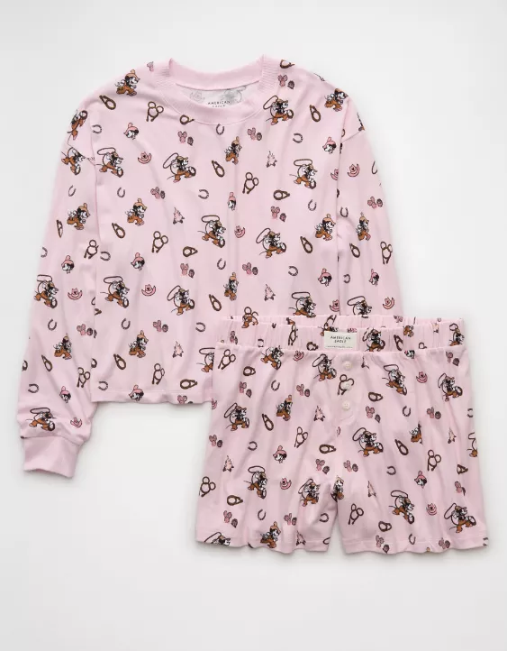 Aeo AE Luxe Plush Mickey Mouse PJ Set