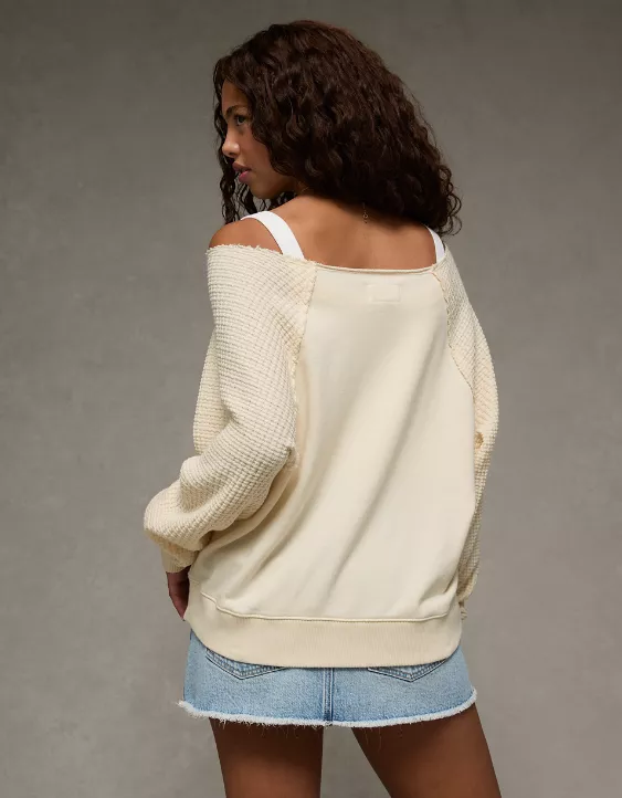 Aeo AE Mixed Knit Sweatshirt