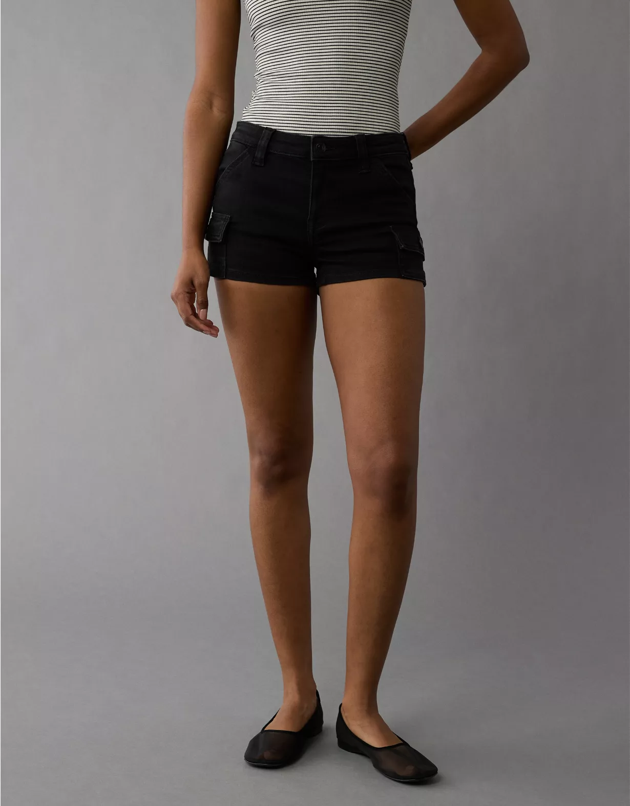aeo AE Next Level High-Waisted Denim Short Short