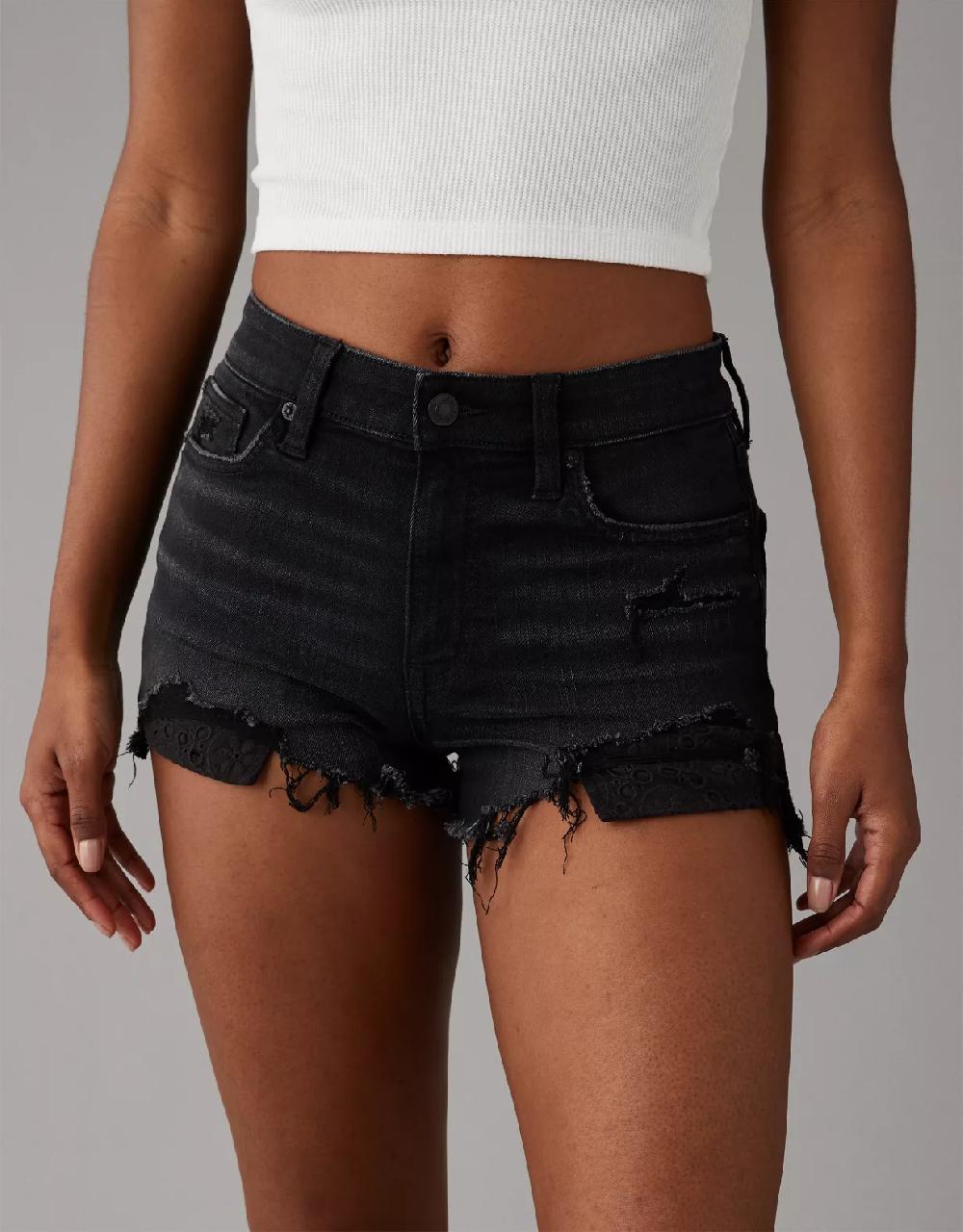 aeo AE Next Level High-Waisted Denim Short Short