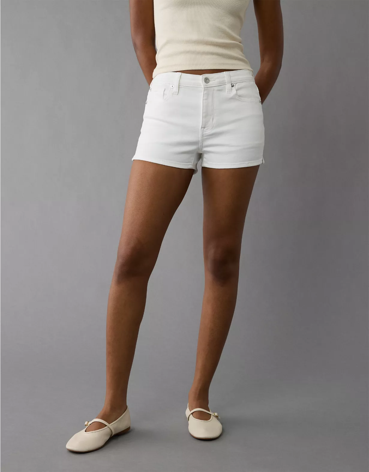 aeo AE Next Level High-Waisted Denim Short Short