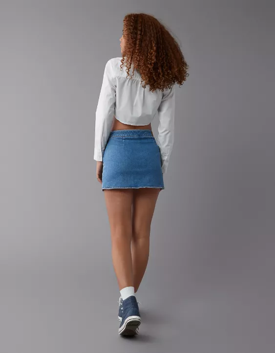 Aeo AE Next Level High-Waisted Denim Skort