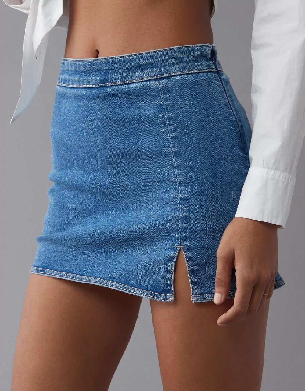 aeo AE Next Level High-Waisted Denim Skort