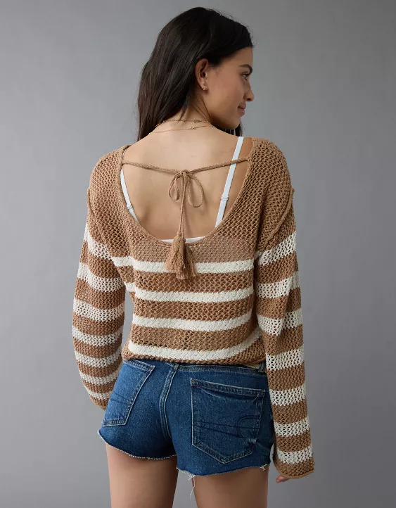 Aeo AE Off The Shoulder Crochet Sweater
