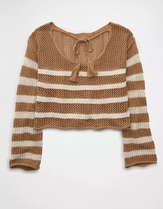 Aeo AE Off The Shoulder Crochet Sweater