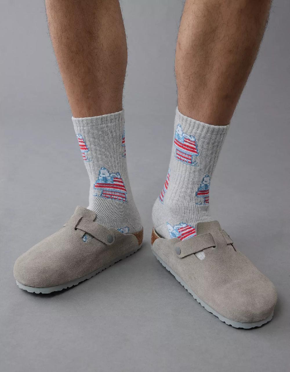 aeo AE Peanuts Graphic Terry Crew Socks
