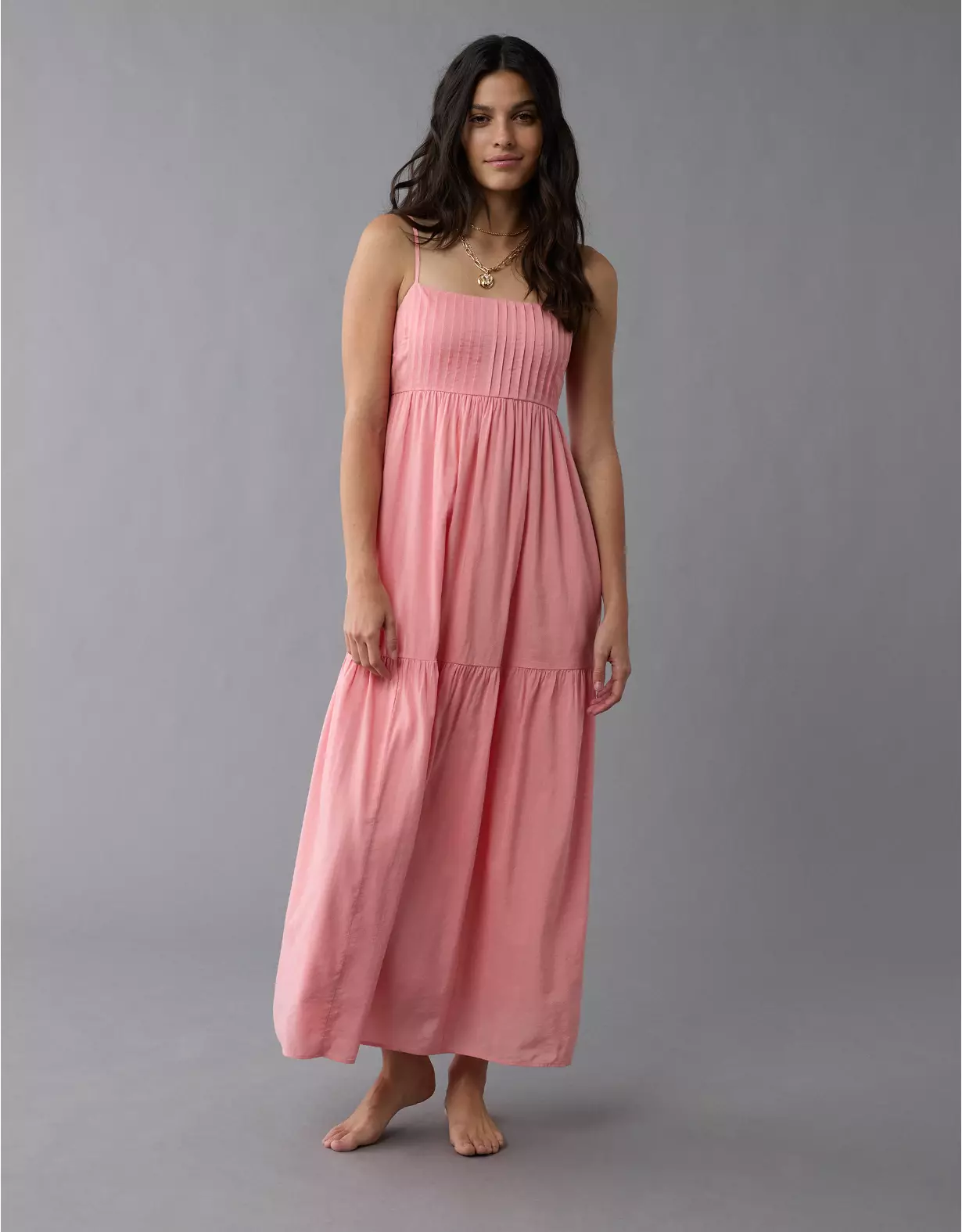 aeo AE Pintuck Babydoll Maxi Dress