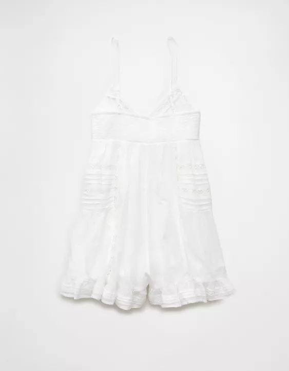 Aeo AE Pintuck Lace Babydoll Romper