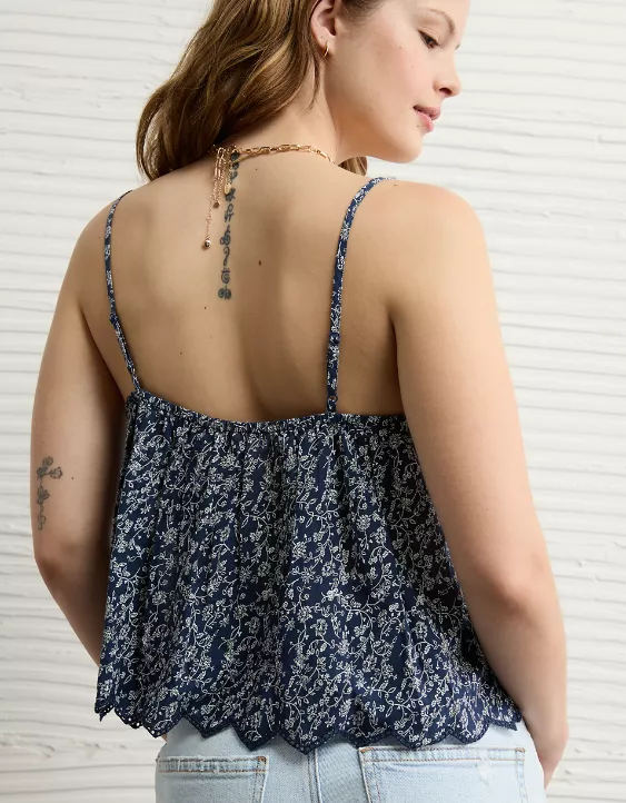 Aeo AE Pintuck Tie Front Cami
