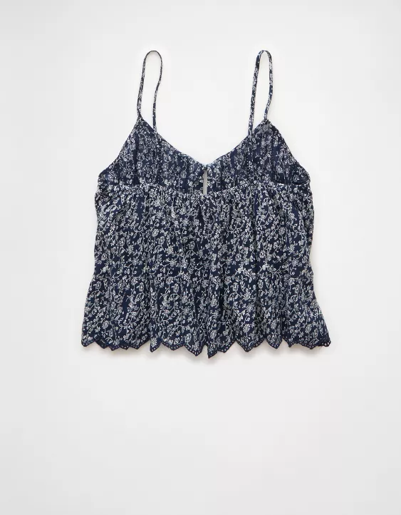 Aeo AE Pintuck Tie Front Cami