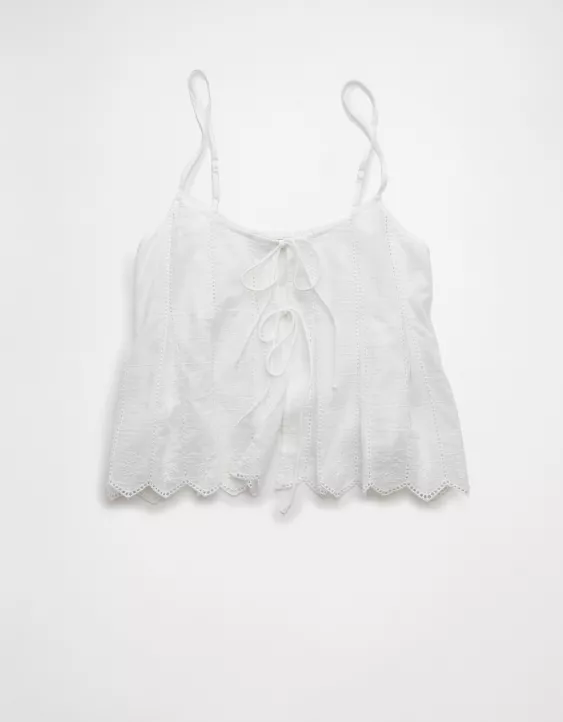 Aeo AE Pintuck Tie Front Cami