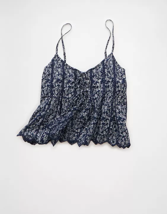 Aeo AE Pintuck Tie Front Cami