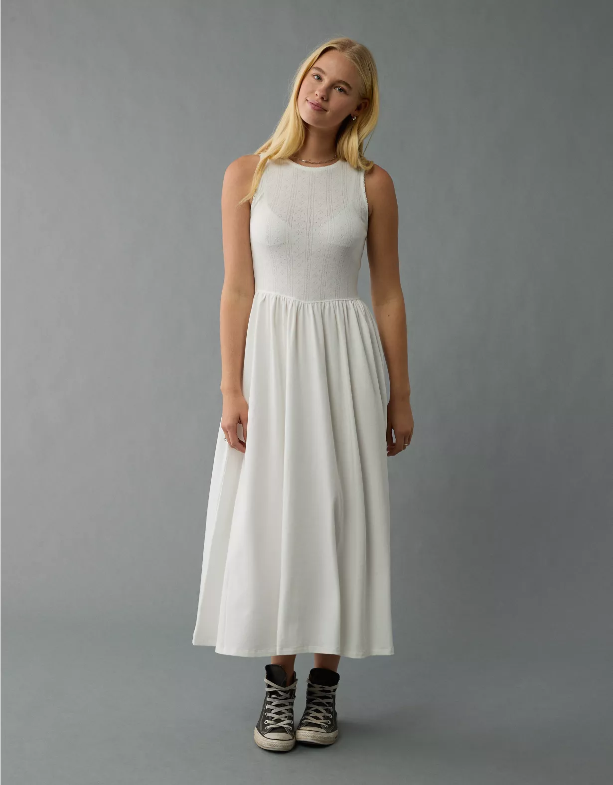 aeo AE Pointelle Knit Midi Dress